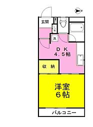 ドミールアカクラ 1DKの間取図画像