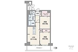 南塚口スカイハイツ 2LDKの間取図画像