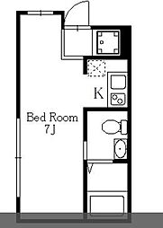JR中央本線 阿佐ケ谷駅 徒歩10分の賃貸マンション 2階ワンルームの間取り