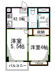 JR総武線 西荻窪駅 徒歩4分の賃貸マンション 4階2Kの間取り