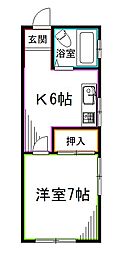 JR総武線 荻窪駅 徒歩15分の賃貸アパート 2階1DKの間取り