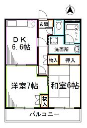 西武新宿線 上井草駅 徒歩9分の賃貸アパート 2階2DKの間取り