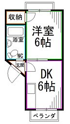 東京メトロ丸ノ内線 荻窪駅 徒歩8分の賃貸マンション 2階1DKの間取り