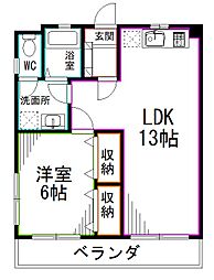 京王井の頭線 高井戸駅 徒歩8分の賃貸マンション 2階1LDKの間取り