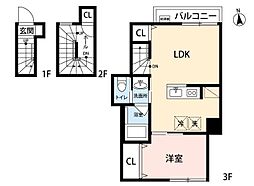 JR総武線 阿佐ケ谷駅 徒歩10分の賃貸アパート 3階1LDKの間取り