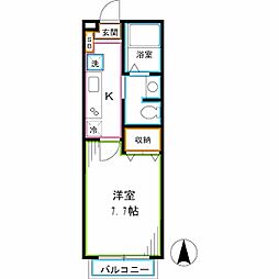 西武新宿線 下井草駅 徒歩7分の賃貸アパート 1階1Kの間取り