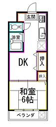 西武新宿線 上井草駅 徒歩10分の賃貸マンション 2階1DKの間取り