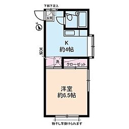 京王井の頭線 高井戸駅 徒歩8分の賃貸アパート 1階1Kの間取り
