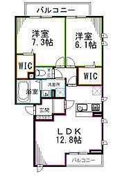 京王井の頭線 浜田山駅 徒歩14分の賃貸アパート 2階2LDKの間取り