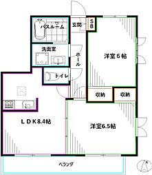 西武新宿線 鷺ノ宮駅 徒歩6分の賃貸アパート 2階2LDKの間取り