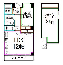 京王井の頭線 三鷹台駅 徒歩6分の賃貸マンション 2階2DKの間取り