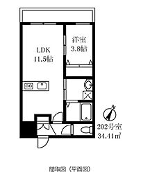JR中央本線 阿佐ケ谷駅 徒歩5分の賃貸マンション 2階1LDKの間取り