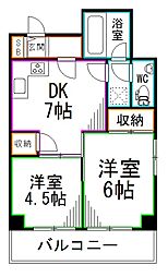 JR中央本線 西荻窪駅 徒歩15分の賃貸マンション 8階2DKの間取り