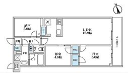 京王井の頭線 富士見ヶ丘駅 徒歩13分の賃貸マンション 3階2SLDKの間取り