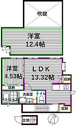 西武新宿線 下井草駅 徒歩11分の賃貸アパート 3階2LDKの間取り
