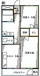 東京メトロ丸ノ内線 南阿佐ケ谷駅 徒歩13分の賃貸マンション 1階2DKの間取り
