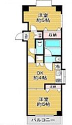 京王井の頭線 富士見ヶ丘駅 徒歩9分の賃貸マンション 3階2DKの間取り