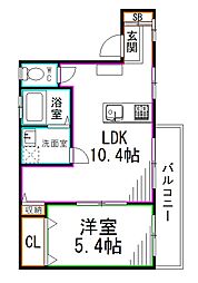 京王井の頭線 三鷹台駅 徒歩15分の賃貸マンション 3階1LDKの間取り