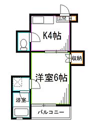 メゾン・ド・タカセ ワンルームの間取図画像