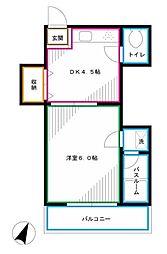 メゾン・ド・タカセ 1DKの間取図画像