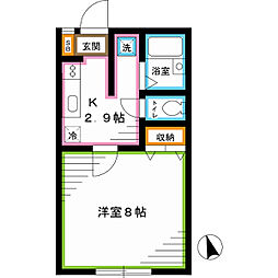 フィオーレハウス 1Kの間取図画像