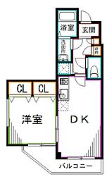 アヴァンティーク荻窪 1DKの間取図画像