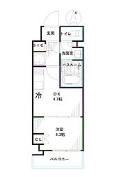 ブリリアンクラス高円寺 1DKの間取図画像