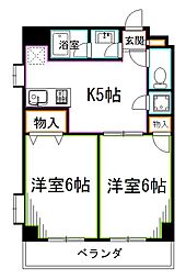 メゾン・ド宮前 2DKの間取図画像