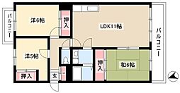 プレステージ社が丘 3LDKの間取図画像
