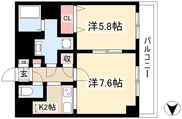 エスポアール千種 ｜愛知県名古屋市千種区今池1丁目(賃貸マンション1LDK・5階・40.20㎡)の写真 その2