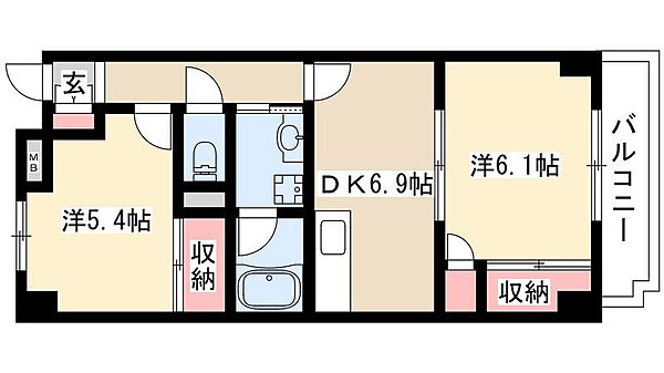 寺嶋ハイツ ｜愛知県名古屋市名東区丁田町(賃貸マンション2DK・2階・47.67㎡)の写真 その2