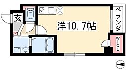 REXII茶屋が坂 4階ワンルームの間取り