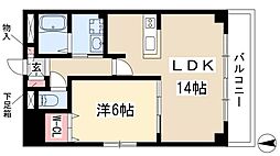 リバーブル檀溪 3階1LDKの間取り