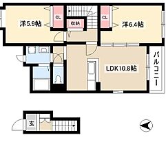 コーポ加藤II  ｜ 愛知県名古屋市守山区森孝4丁目546-1（賃貸アパート2LDK・2階・56.60㎡） その2