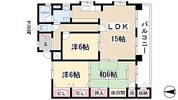 アイルモネ山手 2階3LDKの間取り