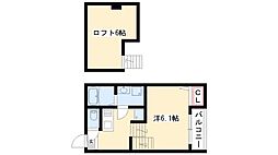 グランディ 2階1Kの間取り