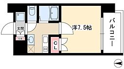 パルティール千種 11階1Kの間取り