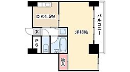 山の手荘 1DKの間取図画像
