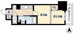 パークアクシス新栄 9階2Kの間取り