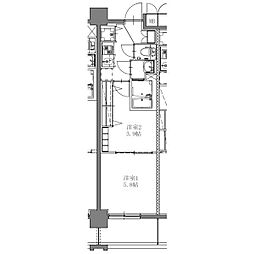 S-RESIDENCE上社aureate 2階2Kの間取り