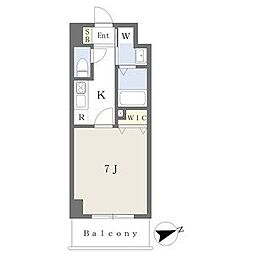 プレイズシード車道アベニュー 8階1Kの間取り