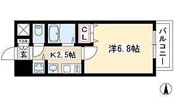プレサンス桜通り葵 4階1Kの間取り