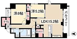 RAXA覚王山 4階2LDKの間取り