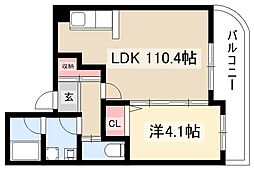 パラドール吹上 6階1LDKの間取り