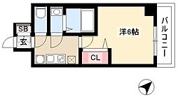 アステリ鶴舞テーセラ 12階1Kの間取り