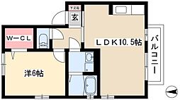 レクニルド 2階1LDKの間取り