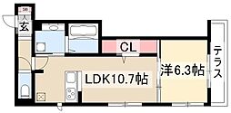 エスペランサ春岡 3階1LDKの間取り