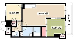シャトーマスヒコ 3階2LDKの間取り