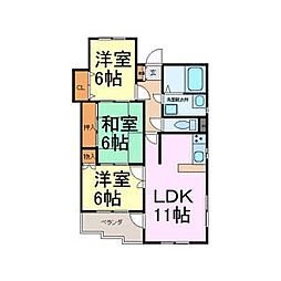振甫ニューコーポ 2階3LDKの間取り