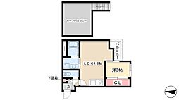 GRANDTIC茶屋ヶ坂 2階1LDKの間取り